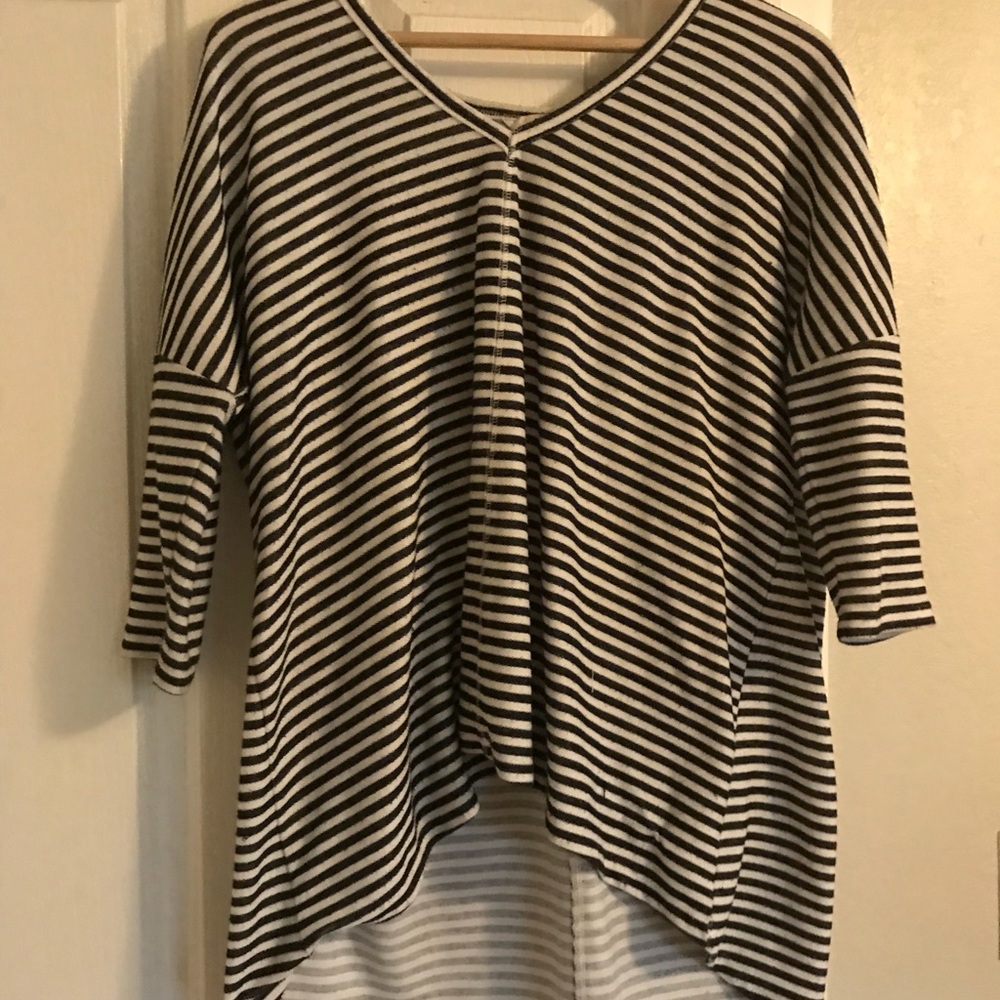 High-low striped sweater